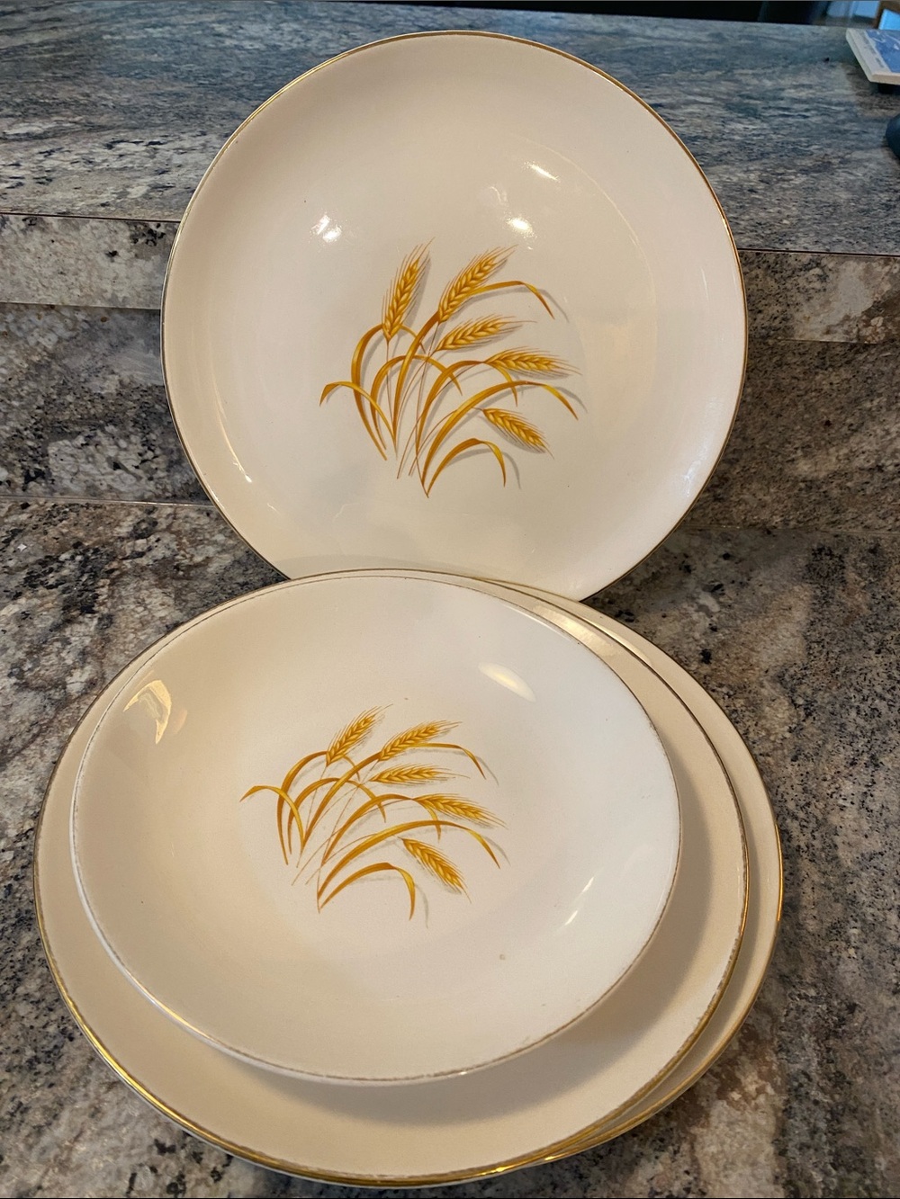 Classic Vintage  Homer Laughlin Golden Wheat Dinnerware  -White with Gold Wheat